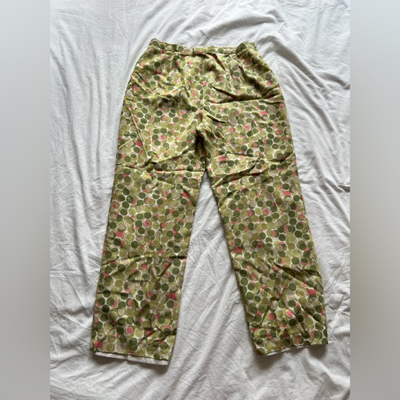 Talbots green & pink polka dot pattern silk lined pants 12 - Picture 4 of 4